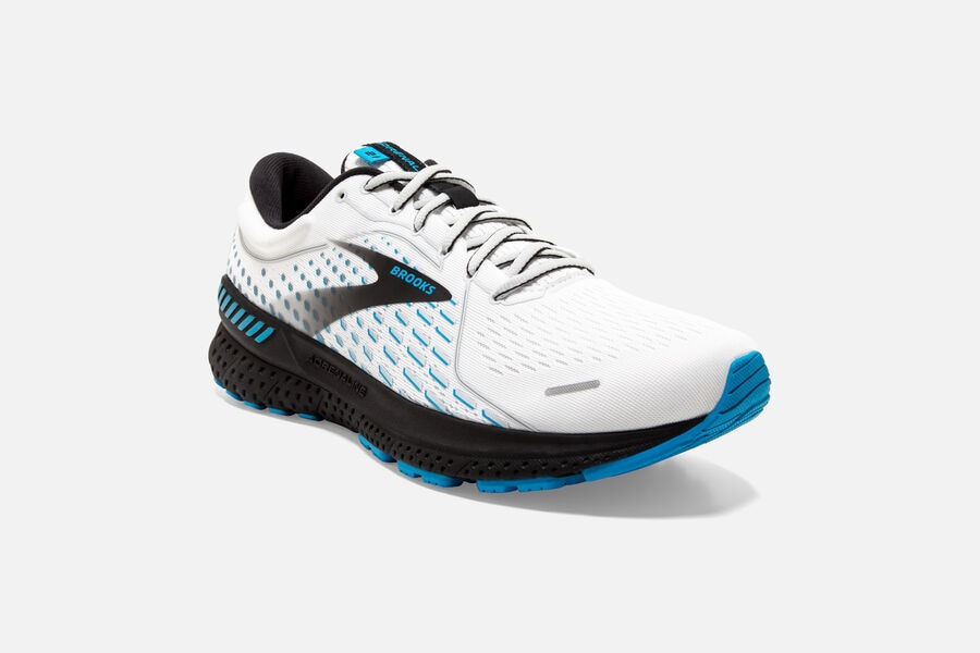 Brooks Adrenaline Gts 21 Road Löparskor Herr - Vita/Svarta/Blå - 9874-WBPZF